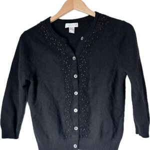 Kenar Black Beaded Crewneck Cardigan